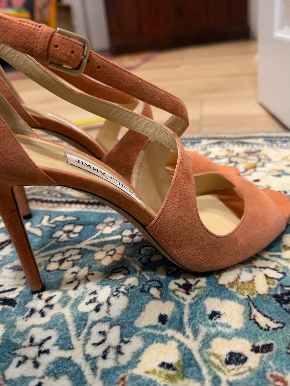 Jimmy Choo Women's Suede Ankle-Strap Sandals in Coral Emily 100 38.5 - Picture 2 of 13